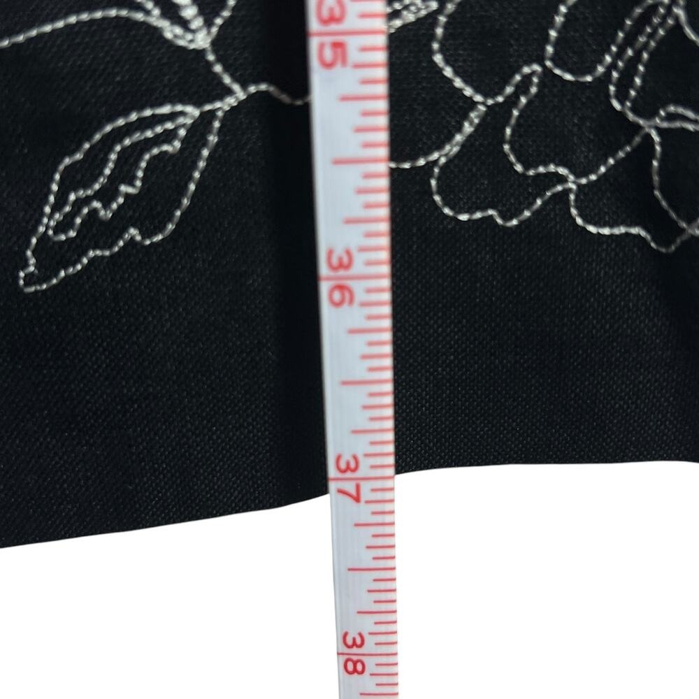 Talbots Linen Sheath Dress 12P Petite Sleeveless Black Tan Embroidered - Picture 5 of 8